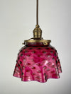 Rare Victorian 1800's Ruby/Cranberry thumbprint Glass 7 3/4" Shade now a beautiful pendant light with Antique Brass Hardware