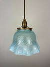 Beautiful Italian Murano Blue & White Swirl Glass  8 1/2" shade now a beautiful pendant light