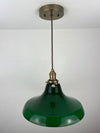 Large French Vianne 12 1/4" Emerald Green Hand Blown Glass Shade with white interior casting Pendant Light