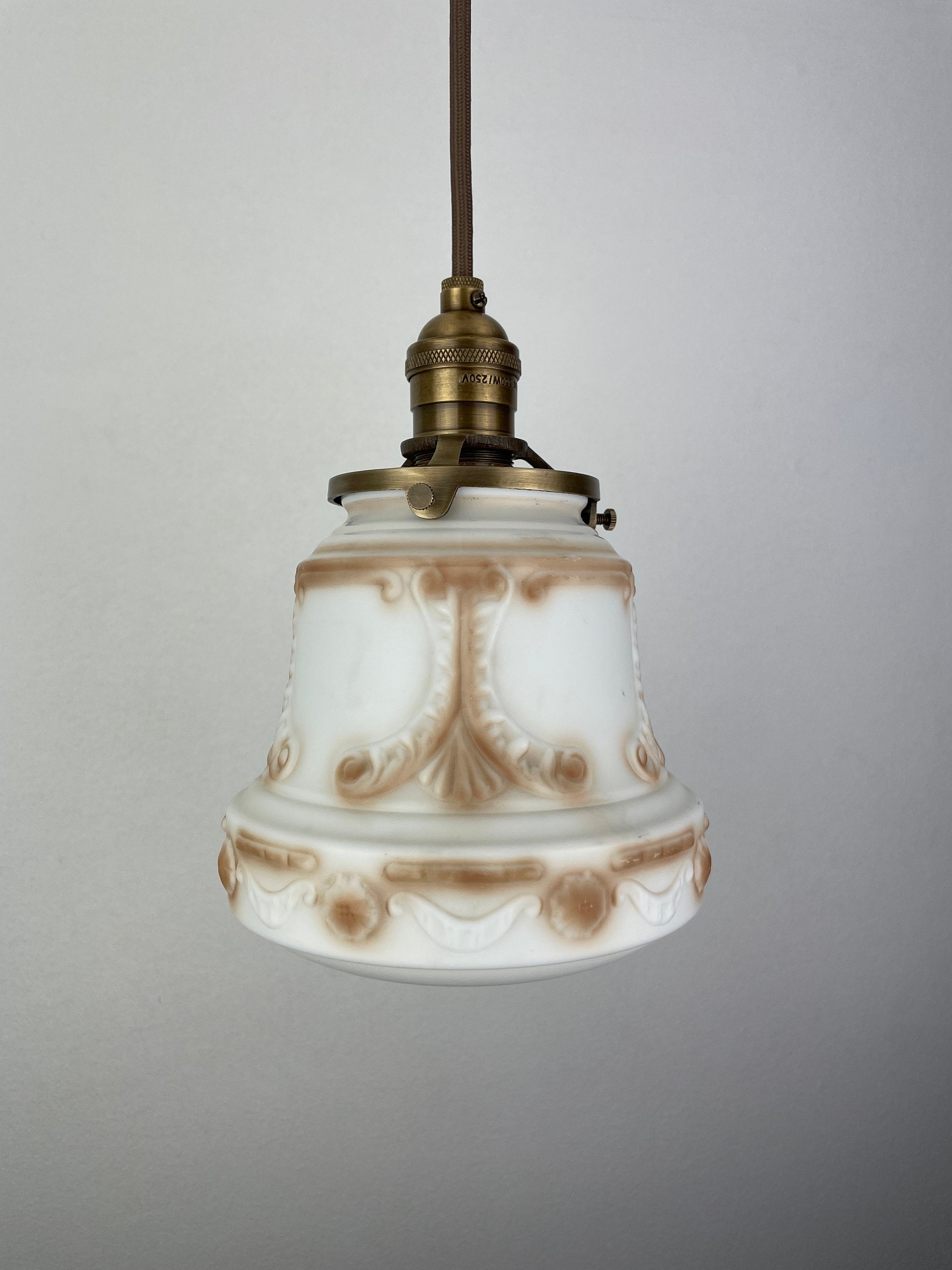 Art Nouveau White with Amber Accents Decorative 6 1/2