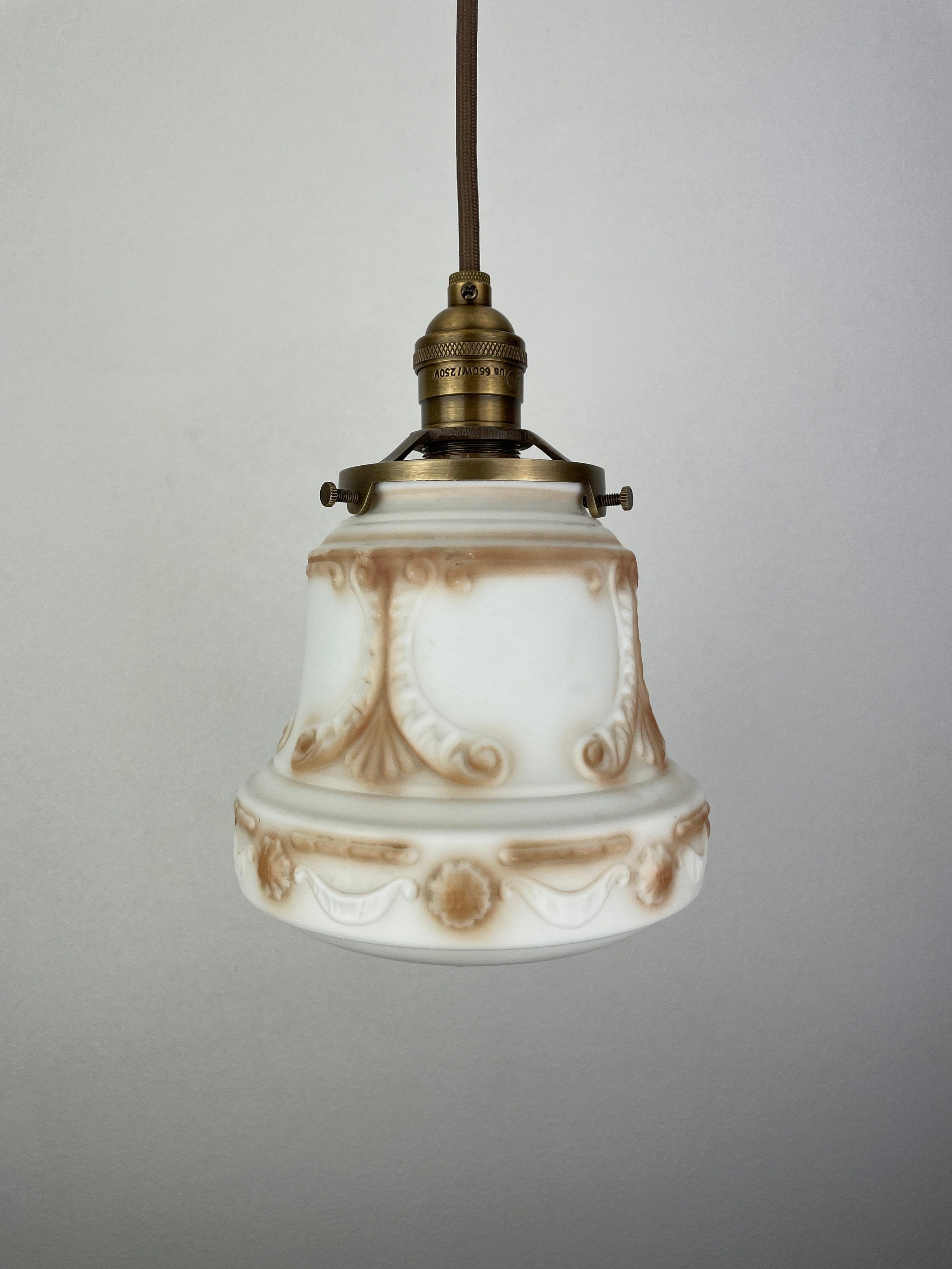 Art Nouveau White with Amber Accents Decorative 6 1/2