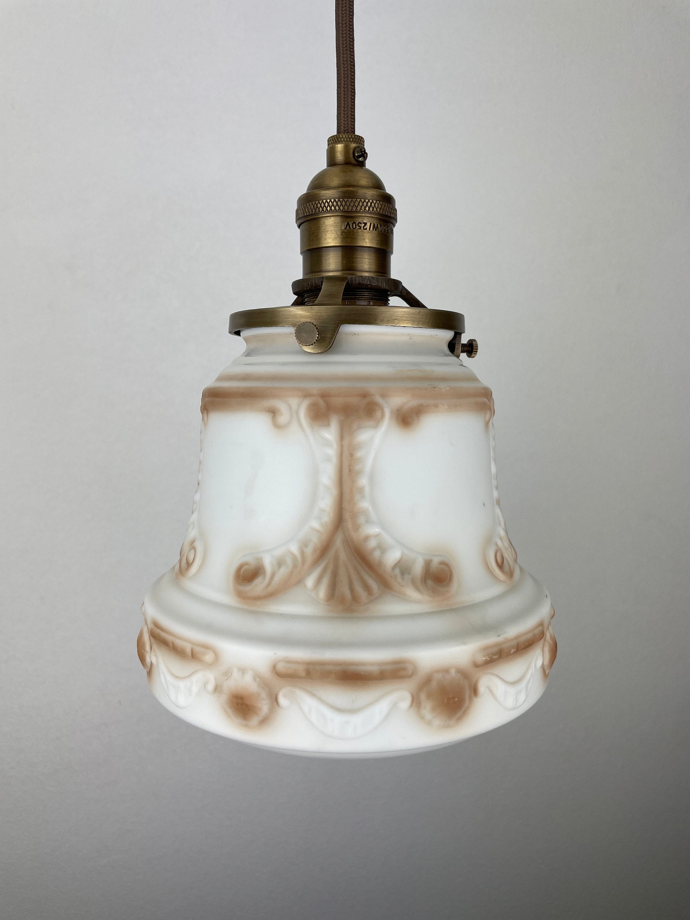 Art Nouveau White with Amber Accents Decorative 6 1/2