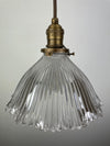 Art Deco ruffled prismatic 8" glass shade with a zipper design