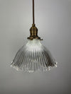 Art Deco ruffled prismatic 8" glass shade with a zipper design