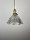 Art Deco ruffled prismatic 8" glass shade with a zipper design