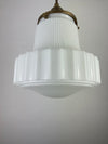 Antique Art Deco 1930's Ribbed Milk Glass Shade - Now a beautiful Pendant Light