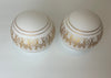 Set of (2) French Vianne 6" hand blown white satin finish glass shades with intricate gold etching