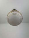 Set of (2) French Vianne 6" hand blown white satin finish glass shades with intricate gold etching