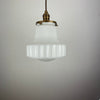 Antique Art Deco 1930's Ribbed Milk Glass Shade - Now a beautiful Pendant Light