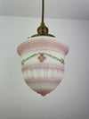 Art Nouveau Pink & White 6 1/4" Milk Glass Shade w/Antique Brass Hardware