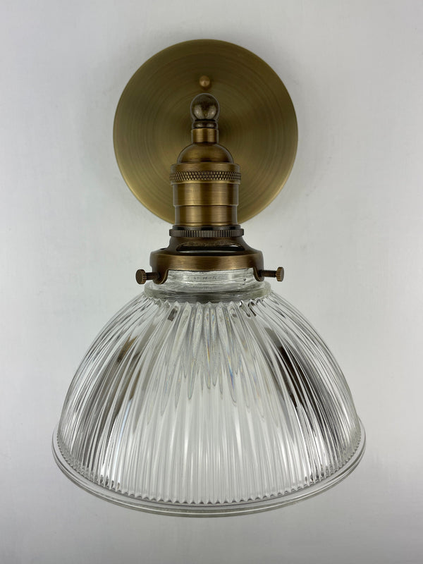 Vintage Pair of 6 1/2" Lancaster Glass Shades now two Sconces with Antique Brass Hardware ***Note Price is for the Pair***
