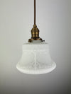 Art Nouveau Milk Glass 6 1/2" decorative Shade with delicately intertwining vines w/Antique Brass Hardware