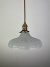 Large Antique 9" Off White  really Translucent Fluted Milk Glass Shades now a beautiful Pendant Light with Antique Brass hardware