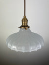 Large Antique 9" Off White  really Translucent Fluted Milk Glass Shades now a beautiful Pendant Light with Antique Brass hardware