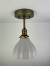 1930's 4 1/2" Cased Milk Glass now a semiflush fixture with Antique Brass Hardware