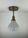 1930's 4 1/2" Cased Milk Glass now a semiflush fixture with Antique Brass Hardware