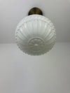 Art Nouveau Milk Glass 6 " decorative Shade with delicately raised design w/Antique Brass Hardware