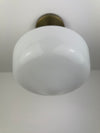 1960's 9" Opal/Milk Glass Schoolhouse Shade now a semiflush fixture with Antique Brass Hardware